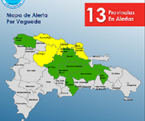 Aumenta a 13 las provincias en alerta por lluvias