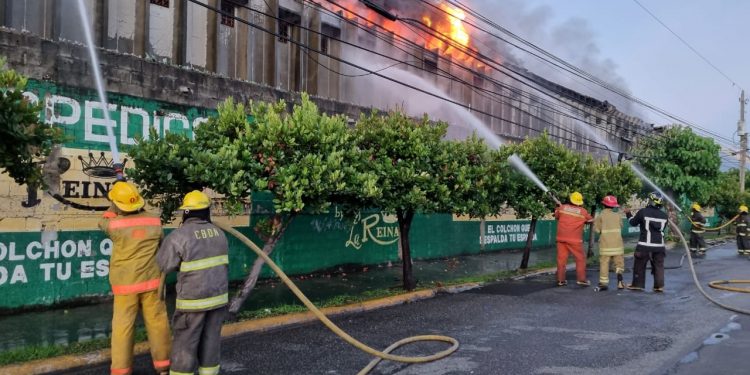 Alcaldesa del DN presente en incendio de colchonería La Reina
