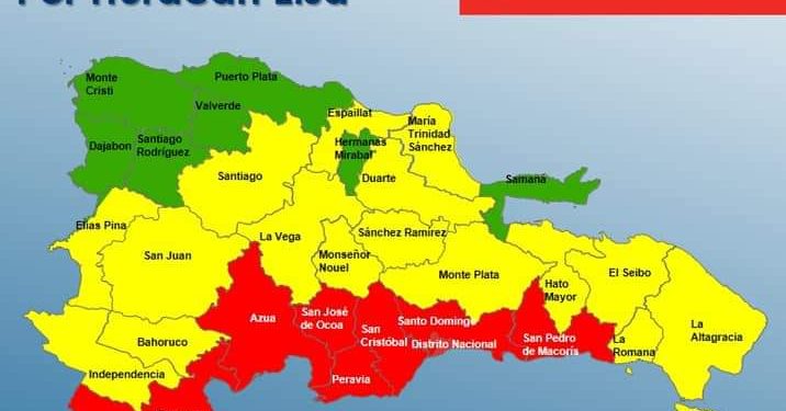 COE eleva las provincias en alerta roja y amarilla, disminuye las verdes