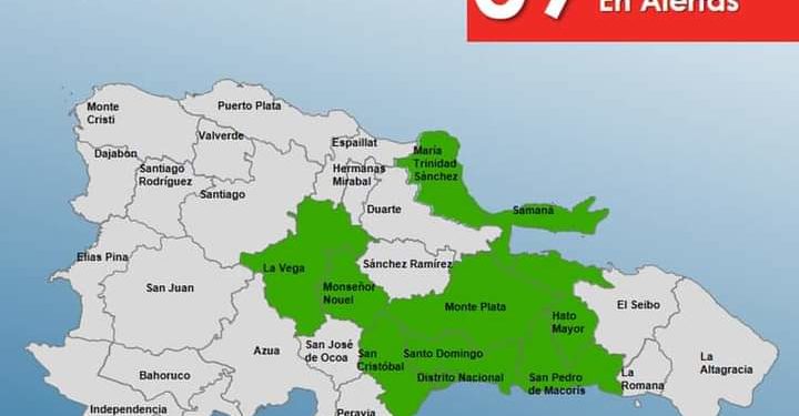 COE emite alerta verde para nueve provincias por incremento de las lluvias