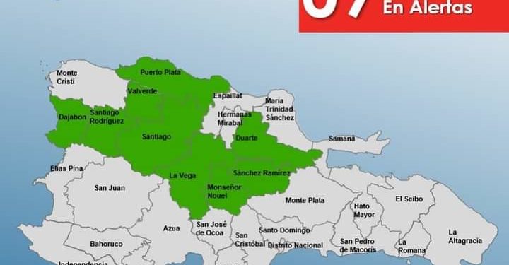 COE aumenta a nueve las provincias en alerta verdes por lluvias
