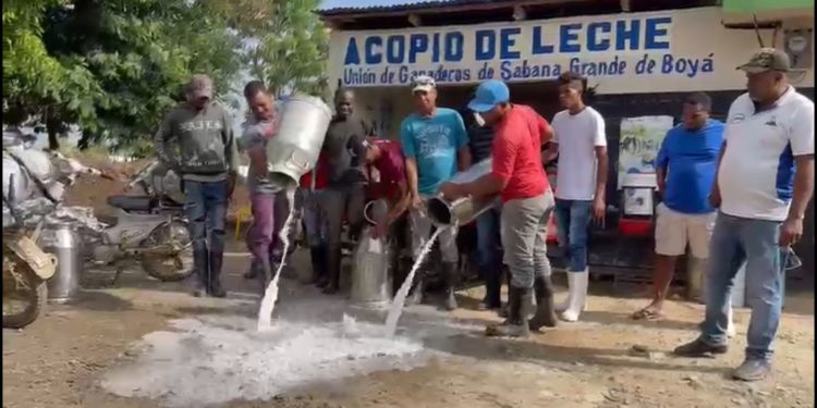 Botan leche en protestas por falta de pago de parte de INABIE en Sabana Grande de Boyá