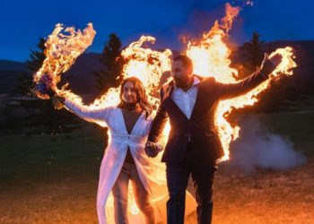 Pareja se prenden fuego en plena boda