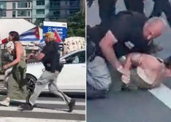 El Servicio Secreto de EE.UU. derriba a una manifestante antes del discurso de Biden en la Cumbre de las Américas