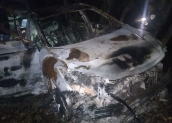 PN informa el hallazgo de una jeepeta quemada en Los Grayumos, Monte Plata