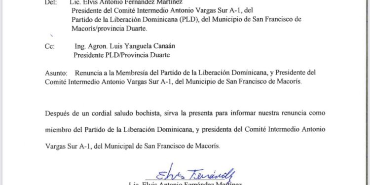 Se desmorona Alianza Rescate RD en San Francisco de Macorís: continúan las renuncias en el PLD 